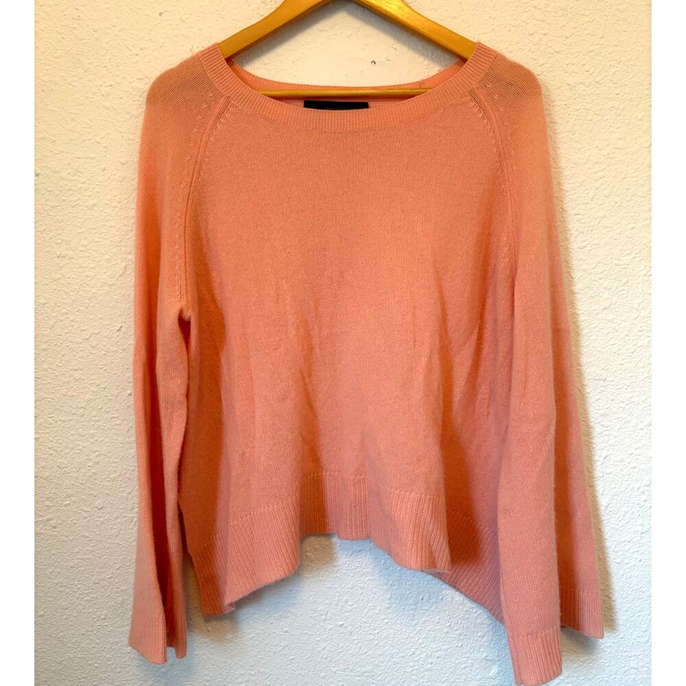 360 Cashmere Coral Sweater Asymmetrical Hem Long Sleeve Minimalist Old Money